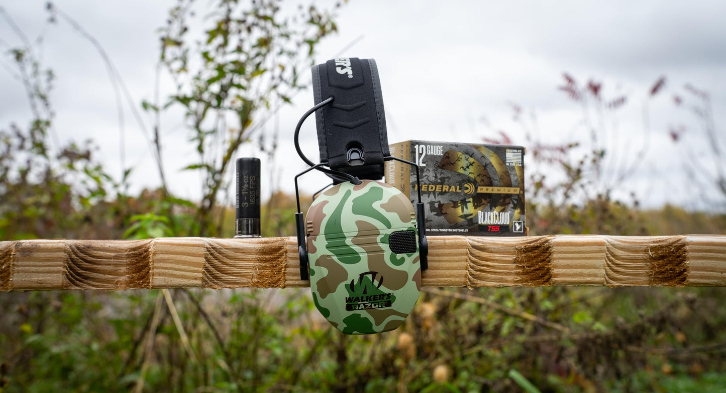 Walker's Game Ear Razor Slim Electronic Muff - Green Duck Camo
