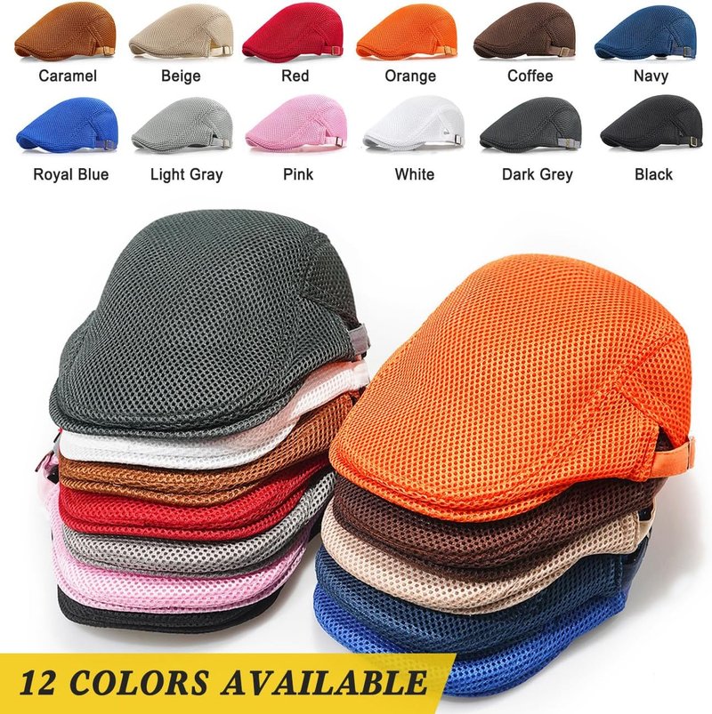 Men's Mesh Cap - Breathable Summer Newsboy Hat | Adjustable Ivy Cap for Driving & Hunting