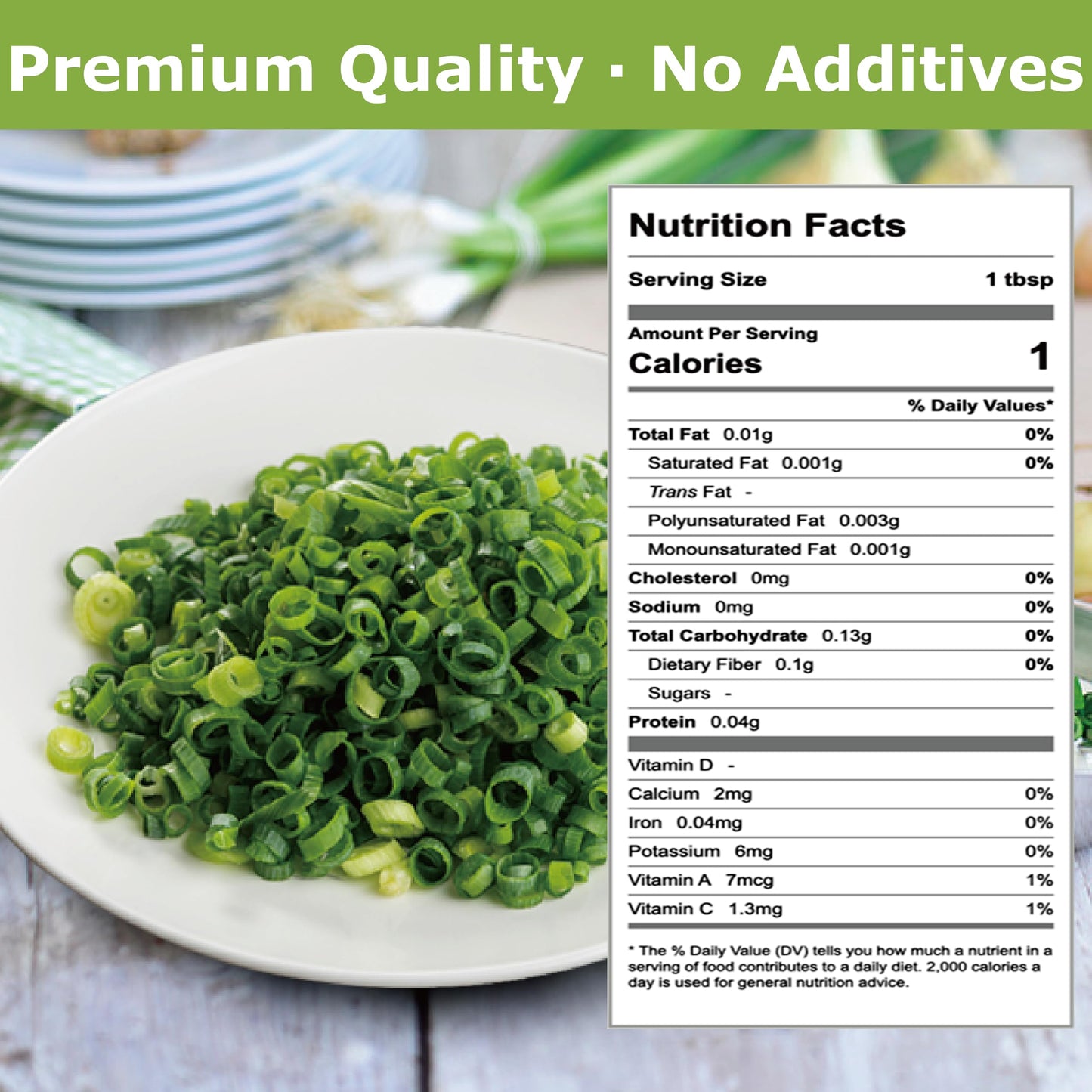 3.53 oz Premium Freeze-Dried Chives Flakes, Natural Thin Delicate Chive Seasoning for Soups, Sauces, Salads & Dips, Gluten-Free, No Additives, Fresh Green Herb for Cooking