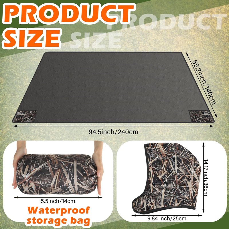 55" x 95" Waterproof Woobie Camo Blanket for Hunting Extra Outdoor Stadium Blankets Sherpa Lining with Hood and Storage Pocket for Deer Duck Hunting Gear Blind Accessories(Waterfowl Grass Camo)