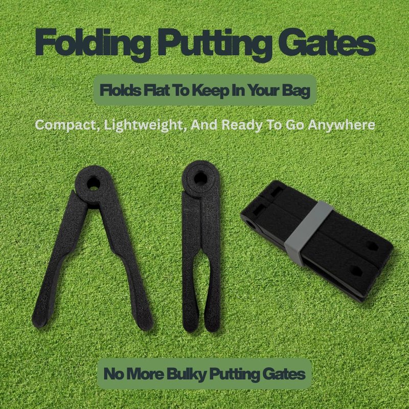 Folding Putting Gates for Golf | Portable Elevated Line Drill & Standard Putting Gate | Compact 2-Pack with Storage Band | Practice Start Line & Face Control Anywhere