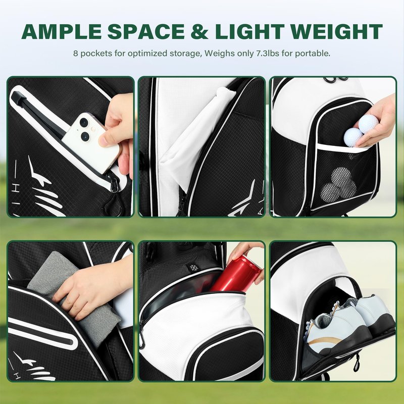 UNIHIMAL Lightweight Golf Stand Bag with 4-Way Full-Length Divider, Foldable Base & Dual Straps