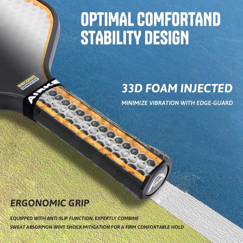 Pickleball Paddles - T700 Carbon Fiber Paddle with Honeycomb Core Pickleball Rackets - Lightweight Precision & Enhanced Shock Absorption
