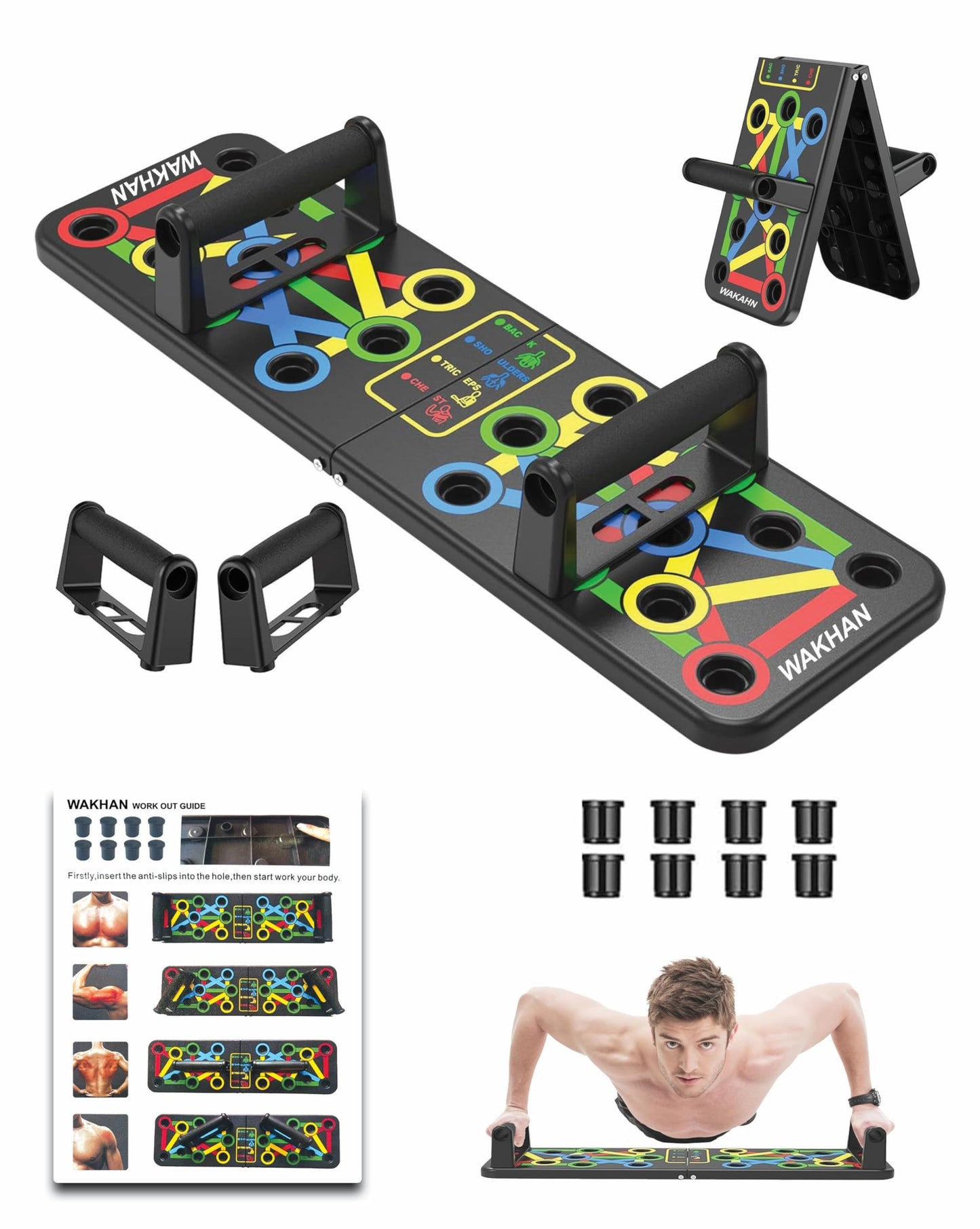 Push Up Board for Men & Women - Portable Foldable Multi-Function 14 in 1 Pushup Board at Home Gym, Push Up Handles for Floor, Professional Fitness Strength & Exercise Training Workout Equipment, Best Choice for Daily Gifts