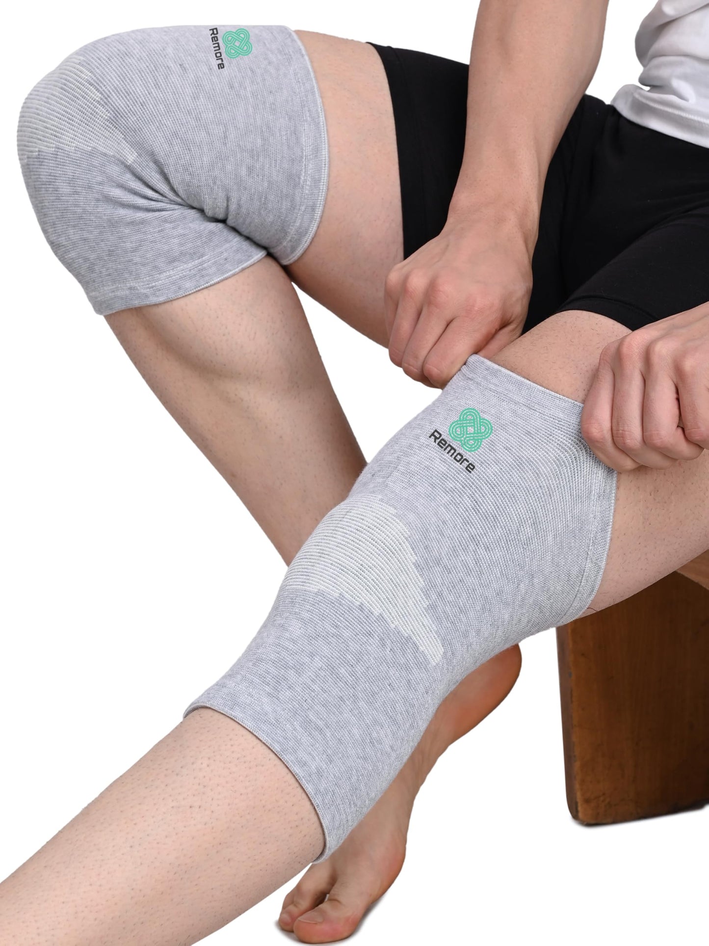 Remore Bamboo Knee Compression Sleeve for Men and Women Bamboo Knee Brace for Men and Women Knee Pain, Gym, Running, Basketball, Meniscus Tear, Sports, Joint Pain Relief, Injury Recovery (64-70cm Thigh) (XXX-Large)