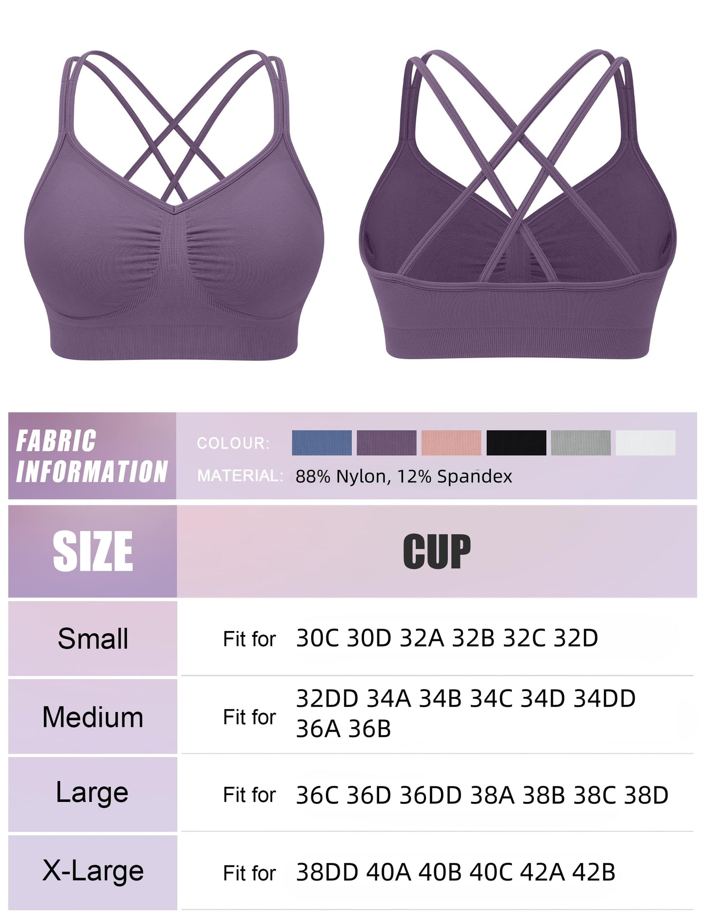 WANAYOU Criss Cross Back Sports Bras for Women Medium Support 3 Pack