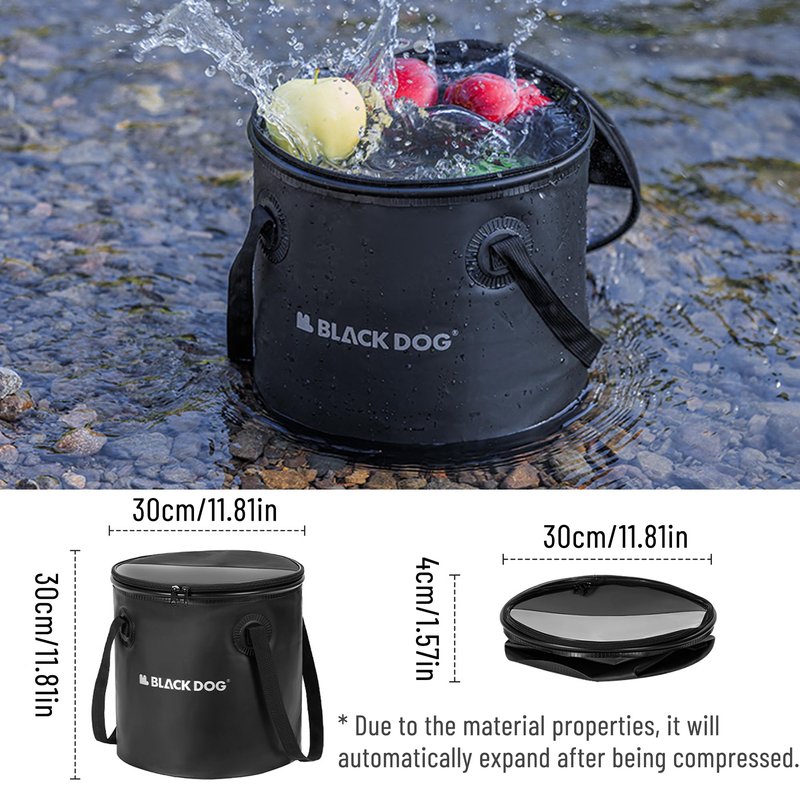 Blackdog 5 Gallon Camping Folding Bucket with Water Outlet & Lid, 20L Lightweight Folable Water Container with Handle, Water Storage Wash Basin for Travelling, Camping, Hiking, Fishing