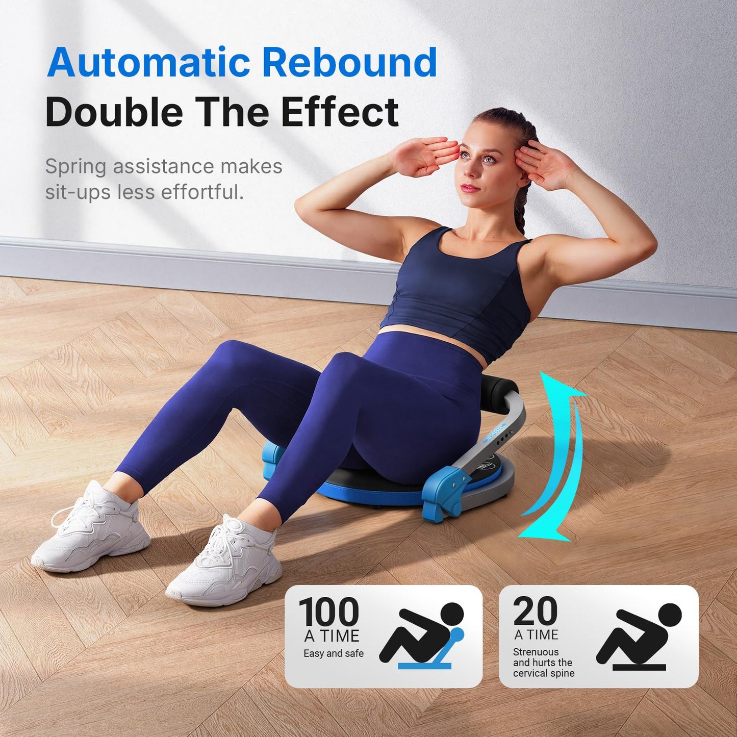 MERACH Ab Machine, Sit Up Exercise Equipment with 3 Adjustable Resistance Levels, Automatic Rebound Ab Crunch Machine for Core Workout, Ab Workout Equipment for Stomach