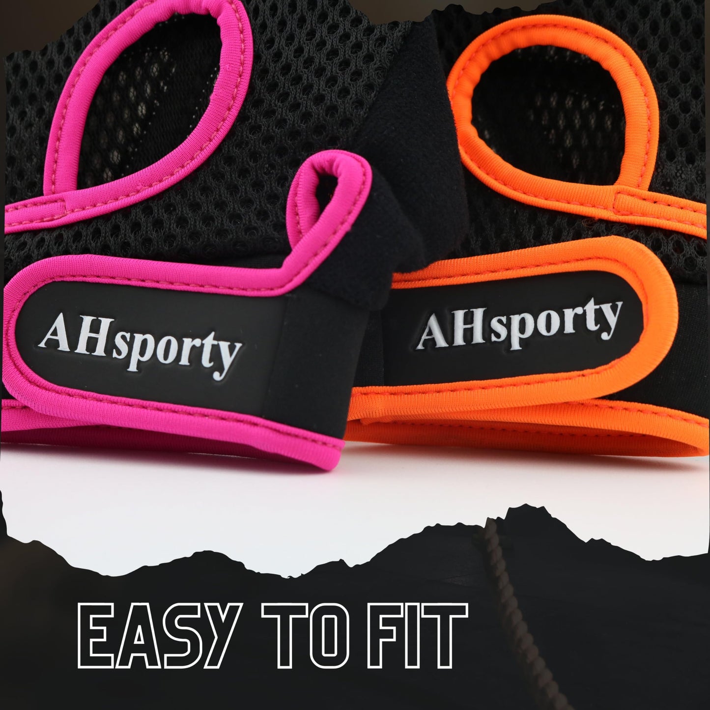 AHsporty Workout Gloves for Men & Women, Weight Lifting Gloves with Padded Full Palm Protection & Extra Grip, Gym Gloves for Exercise, Pull Ups, Fitness & Rowing (Orange, Large)