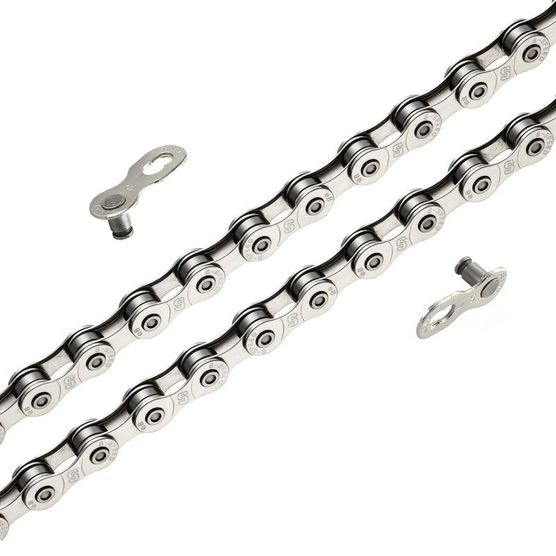 E bieke Chain 136 Links 6/7/8Speed, 2336lbs High-Strength Carbon Steel Replacement E Bicycle Chains (Includes Quick-Release Link) Matte Dark Silver— TÜV Strength Tested