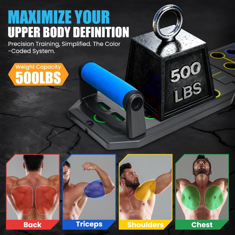 TASZOOS Push Up Board Fitness - Portable Foldable Pushup Board - 20 in 1 Push Up Bar at Home Gym