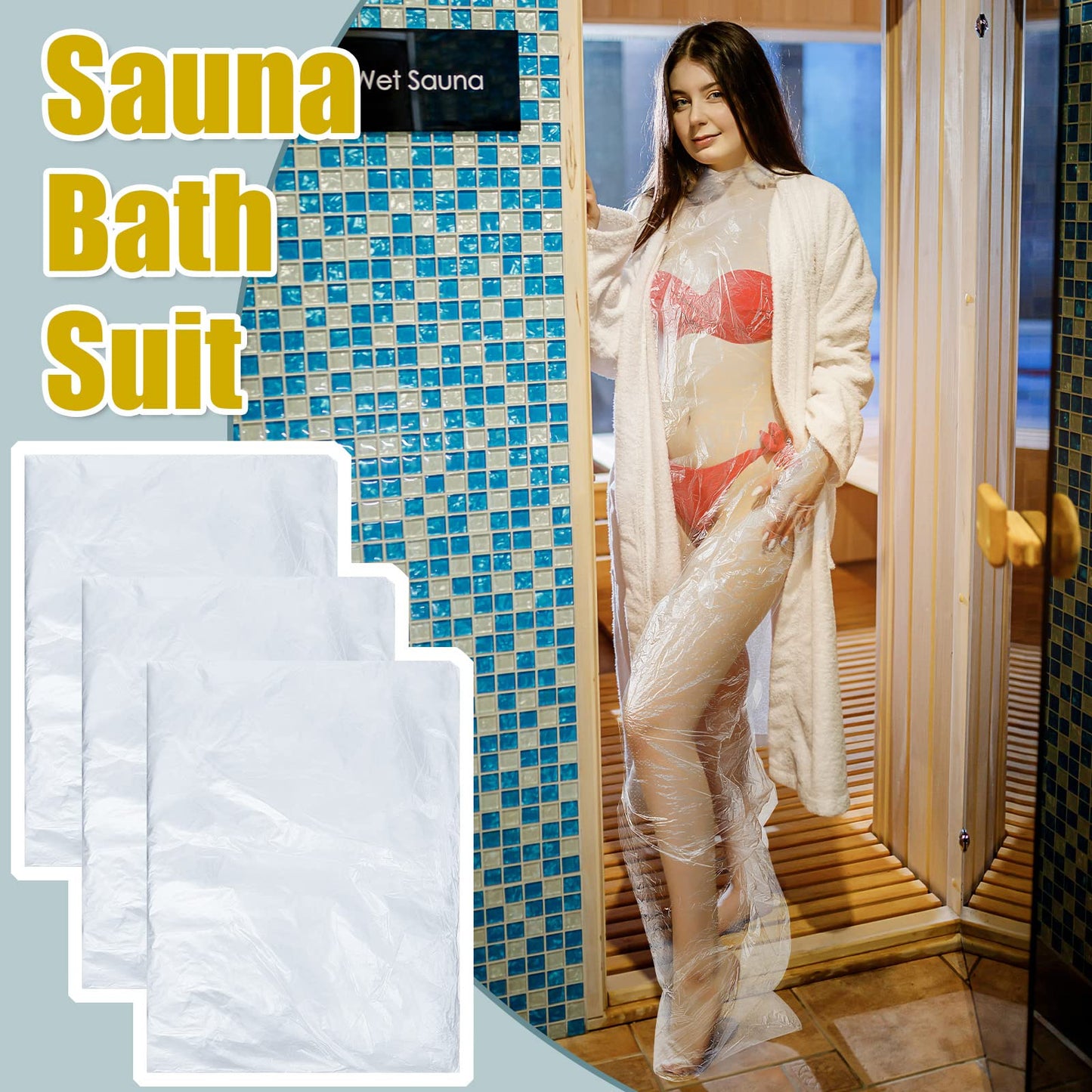 Xtinmee 20 Pcs Disposable Body Wraps PE Sauna Bath Suit Plastic Body Sauna Wrap for Spa Bathtub Men Women Weight Loss Detox