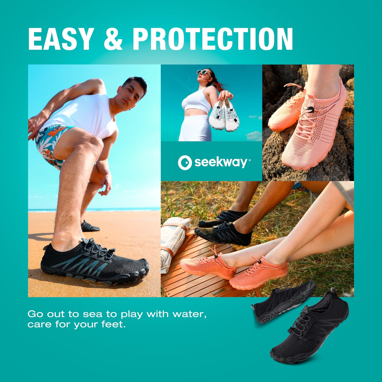 SEEKWAY Water Shoes for Women Adult Quick-Dry Aqua Sock Barefoot Men for Beach Swim River Pool Lake Hiking Kayaking Surfing