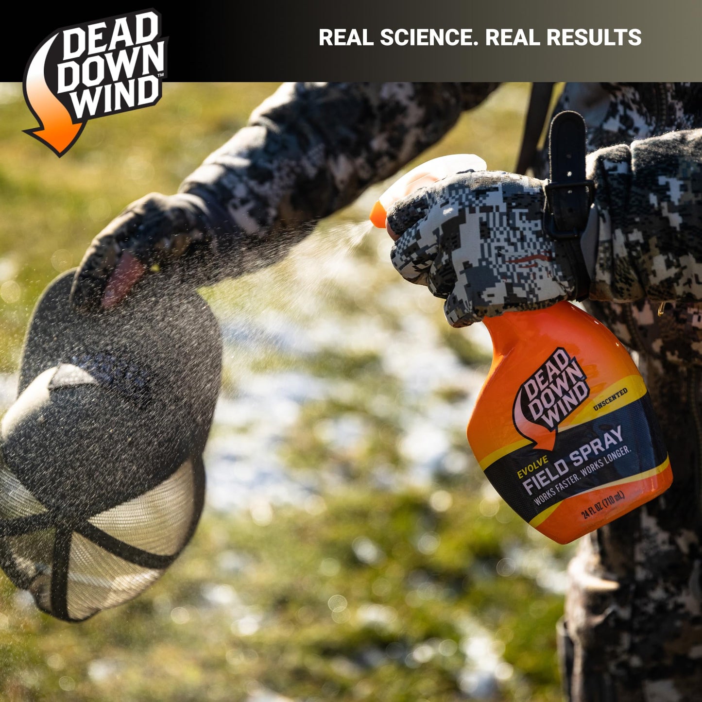 DEAD DOWN WIND Evolve Field Spray Bottle - Odor Fighting Hunting Scent Control Spray - Unscented, Safe for Sensitive Skin - Easy To Use for Hunting Gear & Clothing (24 oz)