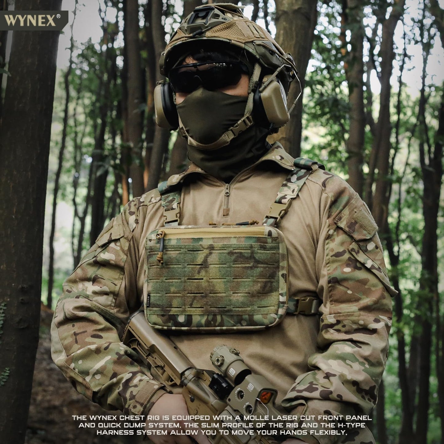 WYNEX Tactical Chest Rig Bag of Laser Cut Design, Molle Chest Pouch Utility Recon Kit Bag Tactical Chest Pack Bag