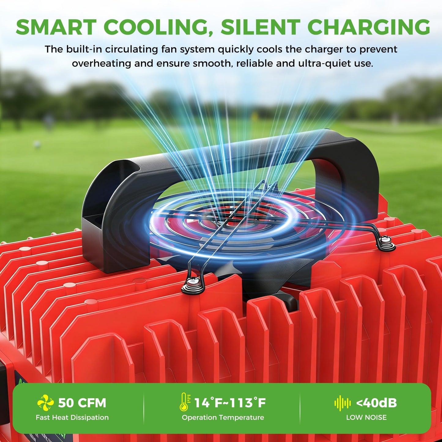 10L0L 48V Golf Cart Battery Charger for Club Car DS Precedent, 15Amp Smart Charger with 3-Pin Plug for Lead Acid Battery, AGM Battery, LiFePO4 Battery, IP67 Waterproof, Auto Shut-Off