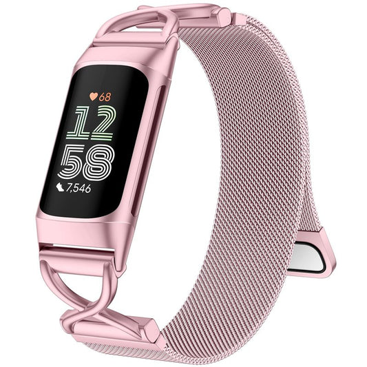 JKD Cute Bands Compatible with Fitbit Charge 6/Charge 5 Band Women Men, Soft Milanese Metal Solo Loop Wiristbands Replacement Bands for Fitbit Charge 5/Charge 6 Fitness Tracker Accessory, Royalgold