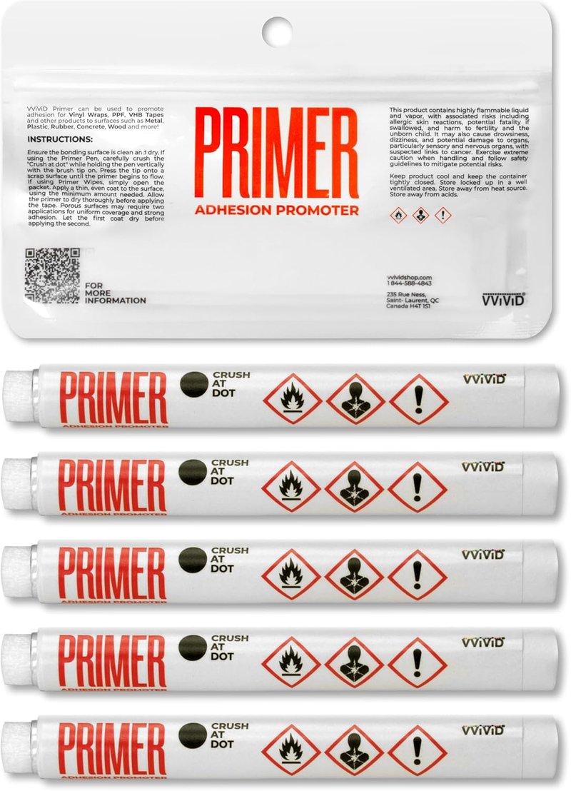 VViViD Primer Pen Adhesive Promoter - 5 Pack (0.66mL) for Vinyl Wrapping, Painting & More