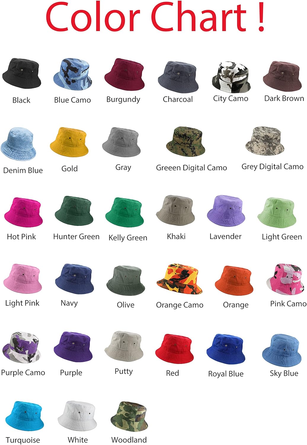 Solid Color 100% Cotton Bucket Hat for Men & Women - Packable Travel Summer Beach Hat