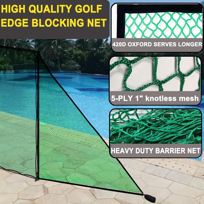 Obokidlyamor 2PCS Green Golf Triangle Side Net with Sandbags; Shank Net Barrier Net for Golf Driving Cage Frame (10' X 10')