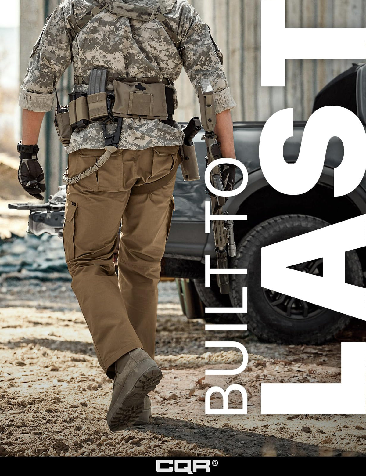 CQR Men's Tactical Pants, Water Resistant Ripstop Cargo Pants, Lightweight EDC Work Hiking Pants, Outdoor Apparel, Raider Mag Cougar, 40W x 30L