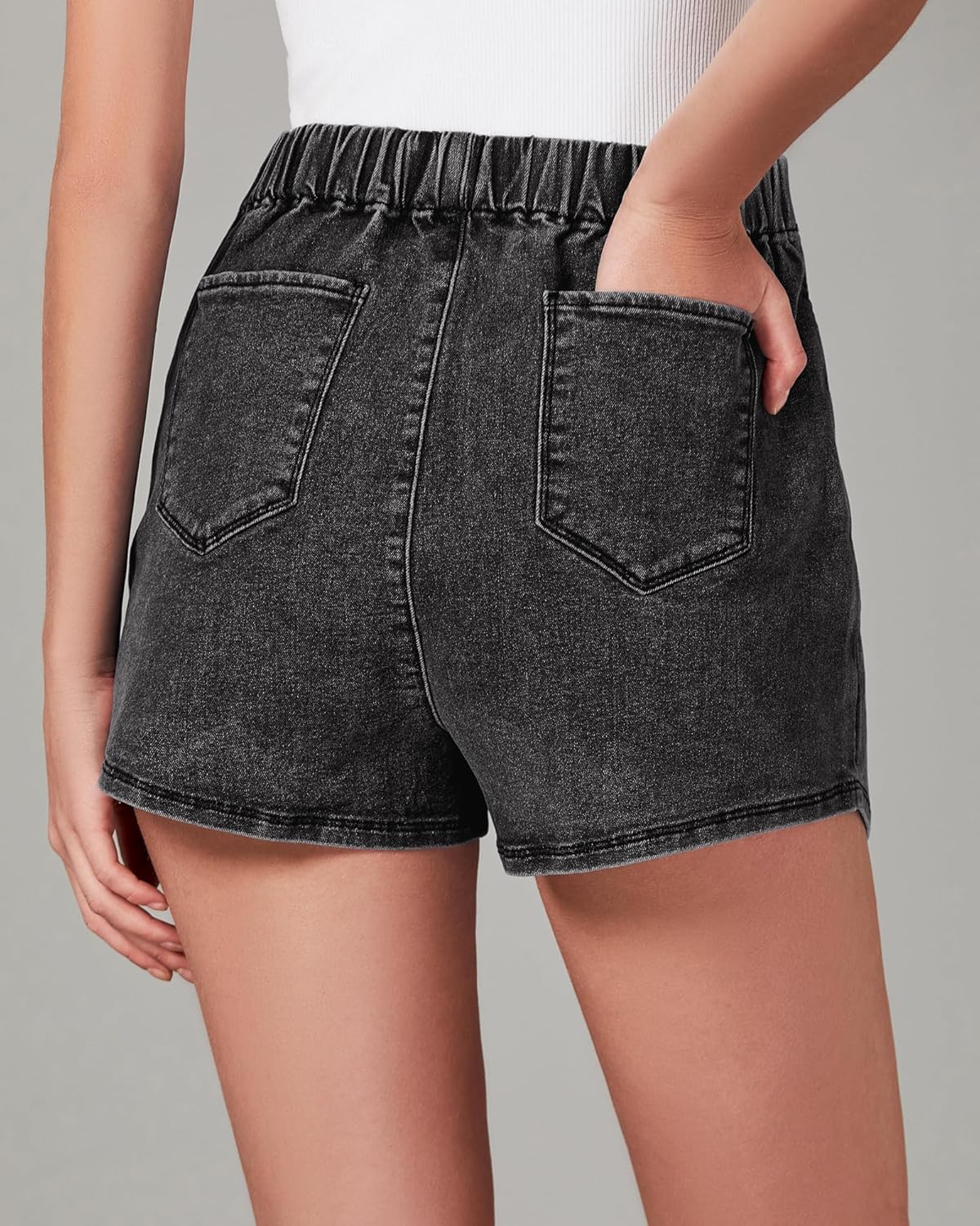 High-Waisted Jean Skorts for Women - Stretchy Denim Wrap Skirt with Shorts | Trendy Asymmetrical Design