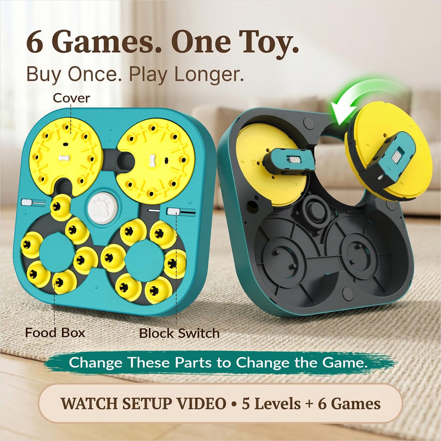 KADTC XL 5-Levels Dog Puzzle Toy, 6 Games Mental Stimulation for Smart Dogs