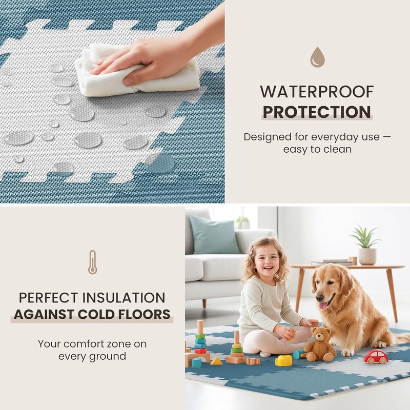 Gym Mats Set - 18 Pcs EVA Interlocking Foam Floor Tiles | 12.6"x12.6"x0.4" Protective Flooring for Home Workout, Exercise & Fitness