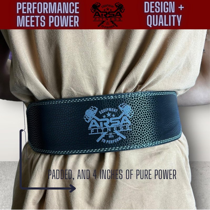 Arsa Fitness Leather Weightlifting Belt for Powerlifting, Bodybuilding, Deadlifting, Squatting, Lower Back Support Adjustable Buckle for Men & Women - SKINZ Series (Black Mamba, Small)