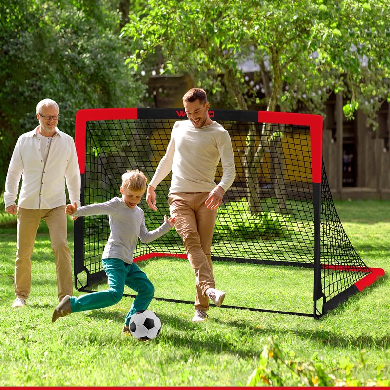 Soccer Goals for Backyard Set of 2, 6x4 ft Portable Soccer Goal Training Equipment with Soccer Target, Ball, Cones, Soccer Net for Age 3-5 6-8 8-12 10-12-14 Outdoor Sports Games Gift