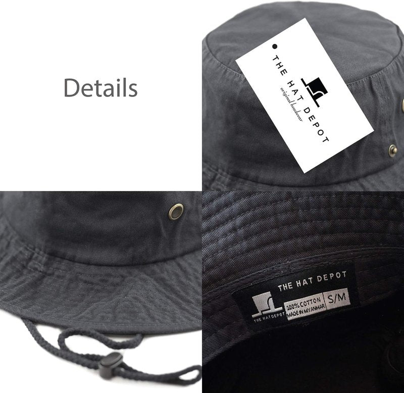 Cotton Stone-Washed Safari Bucket Hat - Wide Brim, Foldable & Double-Sided | Sun Protection