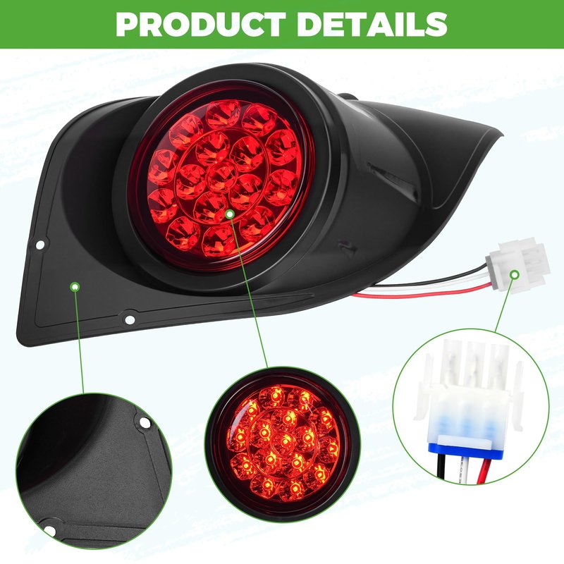 10L0L Golf Cart Tail Light for Yamaha G29 Drive 2007-2016 Gas/Electric, Golf Cart Rear Light Kit, 12V Compatible Lighting Assembly Driver & Passenger Side Replacement (3Pin Connector Included)