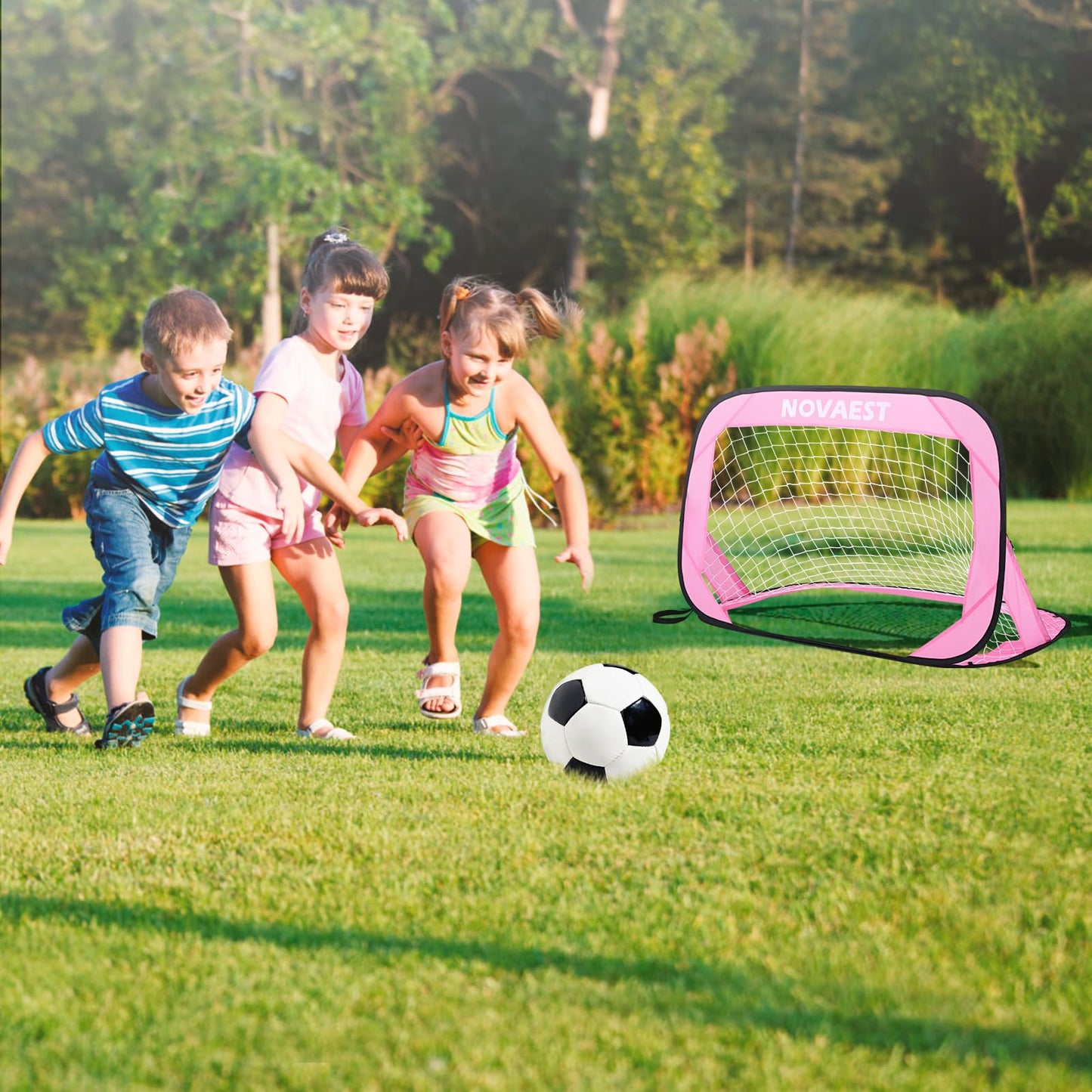 NOVAEST Pop Up Soccer Goals, Kids Soccer Goals for Backyard, Helps Improve Physical Fitness, 2 Packs, Easy Setup, Gift Idea