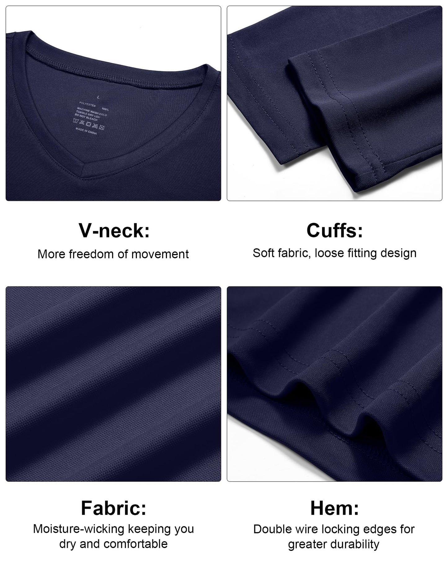 HovSiyla Mens Athletic V Neck Long Sleeve T Shirts Rash Guard Sun Protect Moisture Wicking Quick Dry Running Gym Tops for Men Black Grey Bolan White Red Large