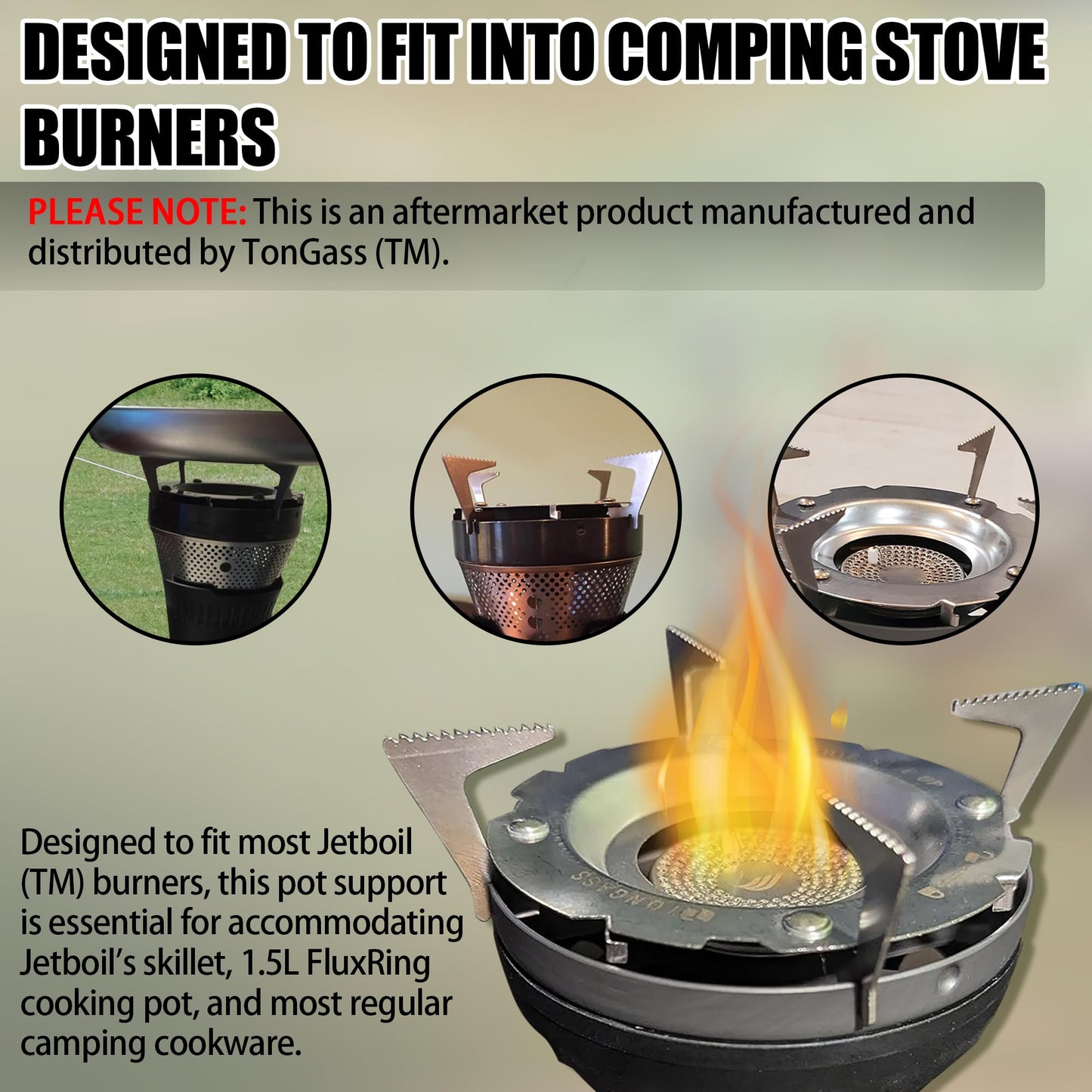 TonGass Camping Stoves Pot Support Compatible with Jetboil Stove Pot Support Stainless Steel Portable Camp Pot Stand for Jetboil Burner Replacement - Can Accommodate Up to 9" Skillets or 2L Cook Pots