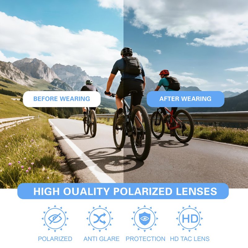 suoso Sports Cycling Sunglasses for Men: Lightweight UV Protection Polarized Sun Glasses for Youth Baseball Softball Running