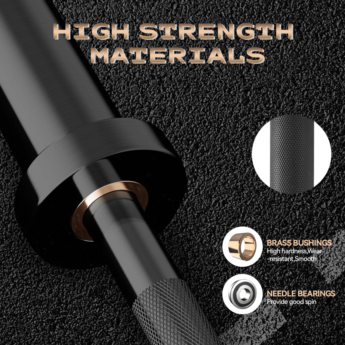 Barbell for Home Gym, 500LB to 1500LB Capacity with Copper Sleeves, for Weightlifting & Powerlifting (Multiple Sizes: 4FT Short b-Ar, 47" EZ Curl b-Ar, 7FT Power b-Ar)
