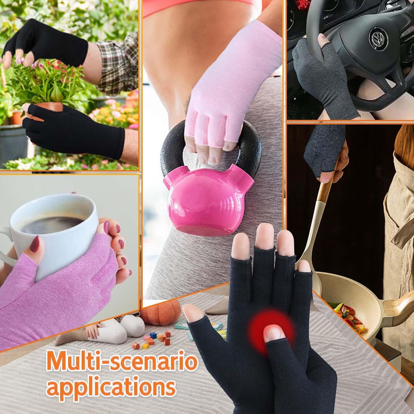 Compression Arthritis Gloves for Men & Women - Fingerless Design for Pain Relief | Carpal Tunnel Support (Medium, Pure Black)