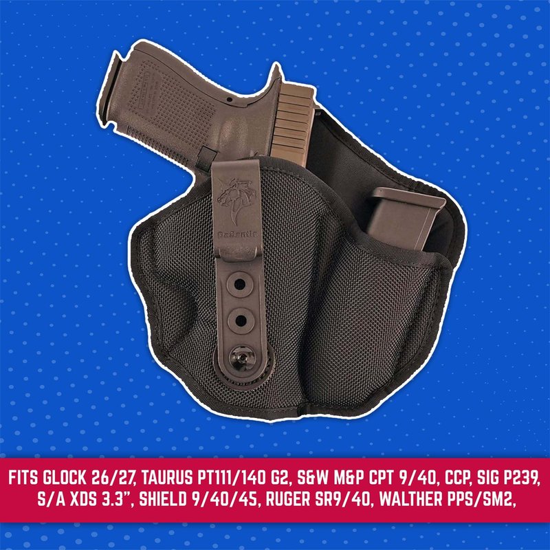 Desantis Inner Piece 2.0 - IWB Holster, Made to Fit Glock 26, 27, Taurus PT111/140 G2, S&W M&P CPT 9/40, Shield 9/40/45, M&P CPT 22, Sig P239, Ruger SR9/40 CPT, Walther PPS/ PPSM2/CCP/S/A XDS 3.3"