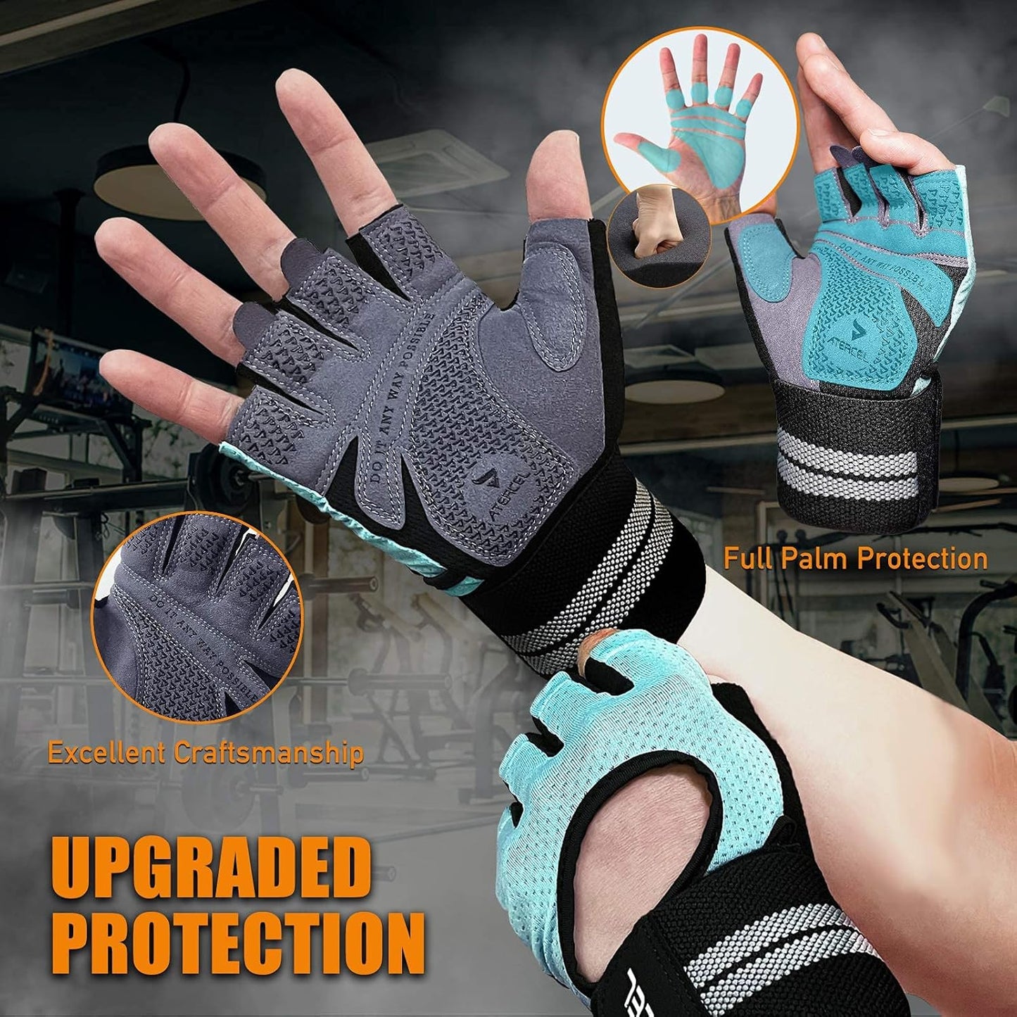 Weight Lifting Gloves - Breathable Workout Gloves with Wrist Support | Lightweight Full Palm Protection for Men & Women