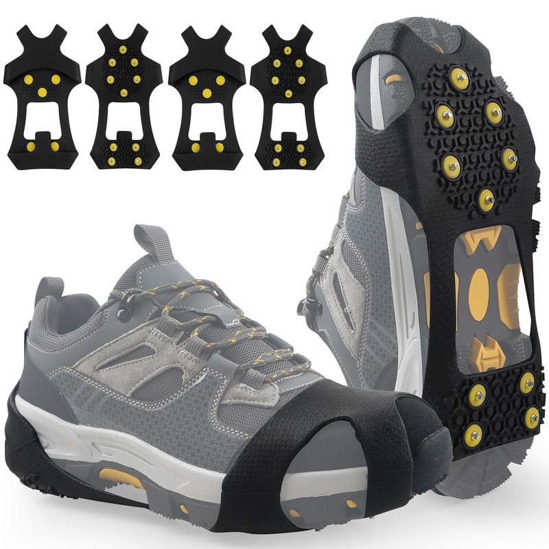 2 Pairs Crampon Ice Cleat Ice Snow Grips Over Shoe Boots Traction Cleats Crampons for Walking on Ice&Snow Anti Slip Cleat Fasten Quickly Easily Over Footwear (Medium【Women(6-8)/Men(4.5-6.5)】)
