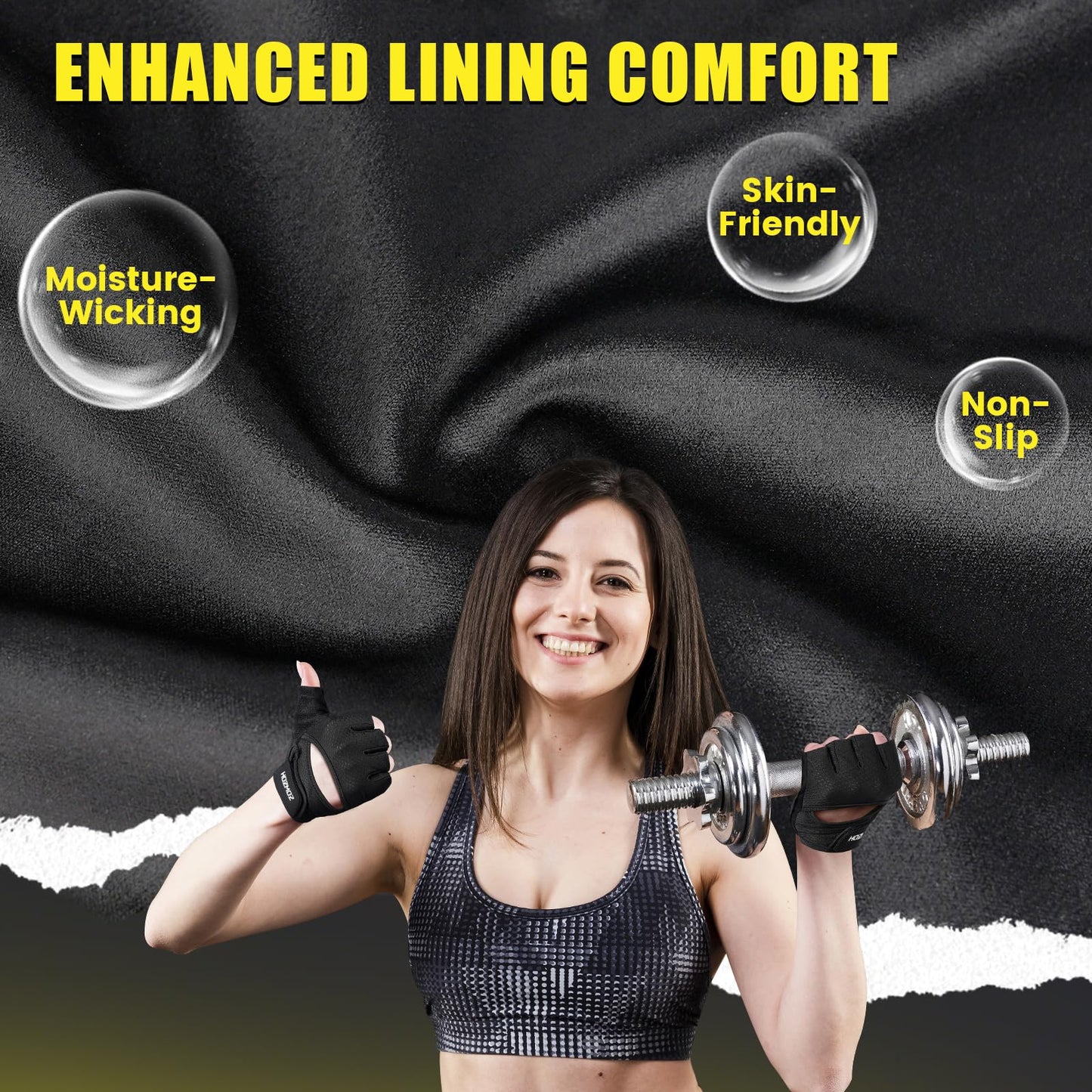 HOZMOZ Ventilated Weight Lifting Gloves, Thick Padded Gym Gloves for Women Men, Workout Gloves with Full Palm Protection & Grip & Shock Absorption Fitness Training Exercise Gloves