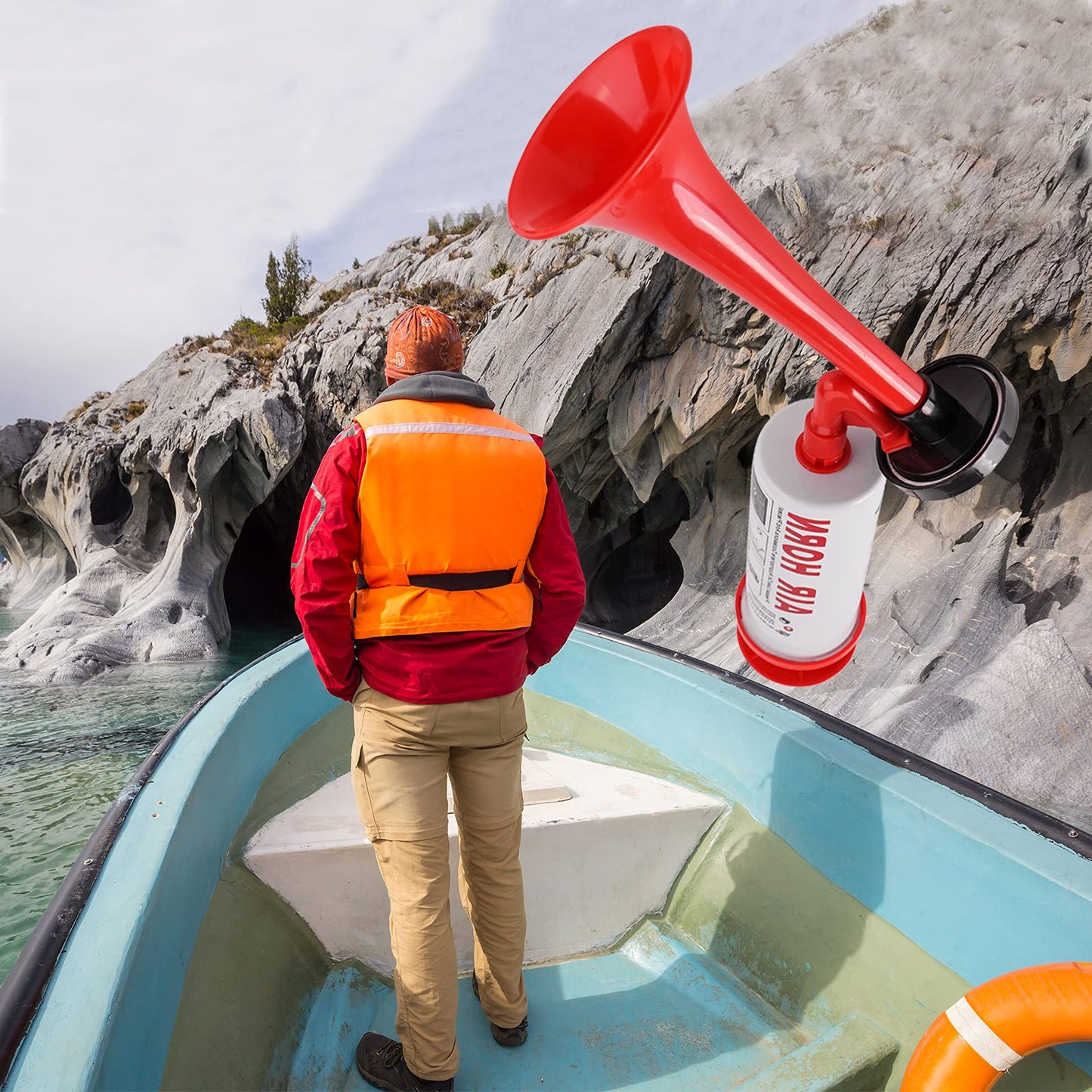 AOLIHAN Handheld Air Horn, Aluminum+ABS Portable Air Pump Horn, Loud Noise Maker Horn for Boats Sporting Events Cheering Camping Soccer Fan Universal Reusable Eco-Friendly
