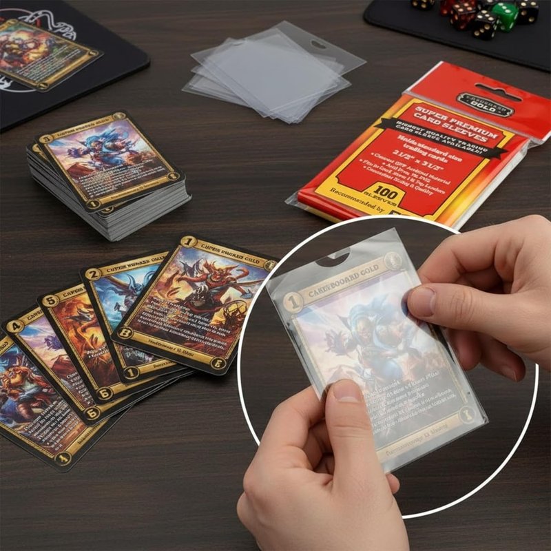 Gold Super Premium Card Sleeves - Ultra Clear OPP 2 Mil | Fits Standard Trading Cards (1000 Pack)