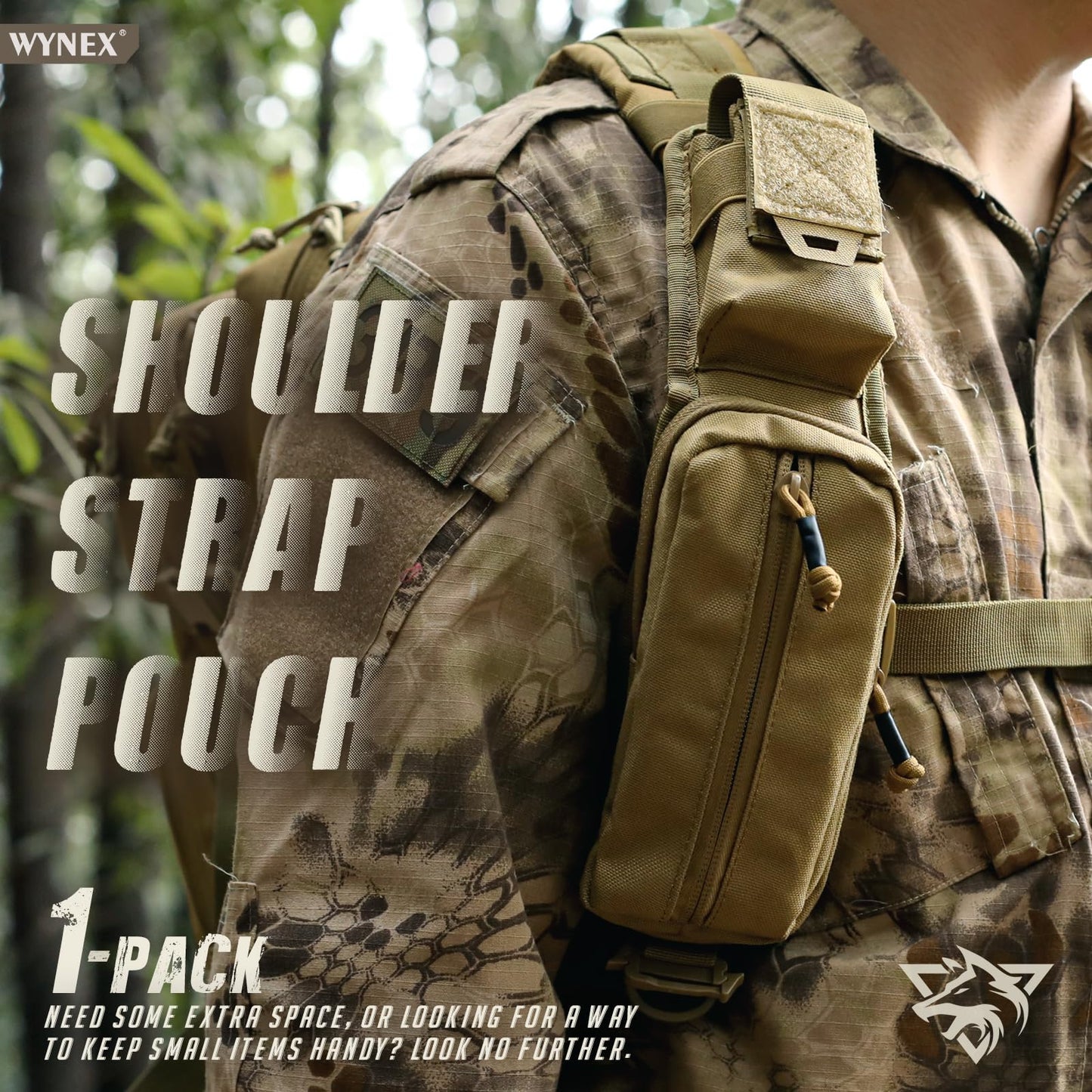 WYNEX Molle Accessories Pouch of Double Zipper Pocket Version, Backpack Strap Pouch Shoulder Strap Molle Attachment Tactical Accessories Bag Shoulder Starps Zipper Pocket Additional Phone Holder