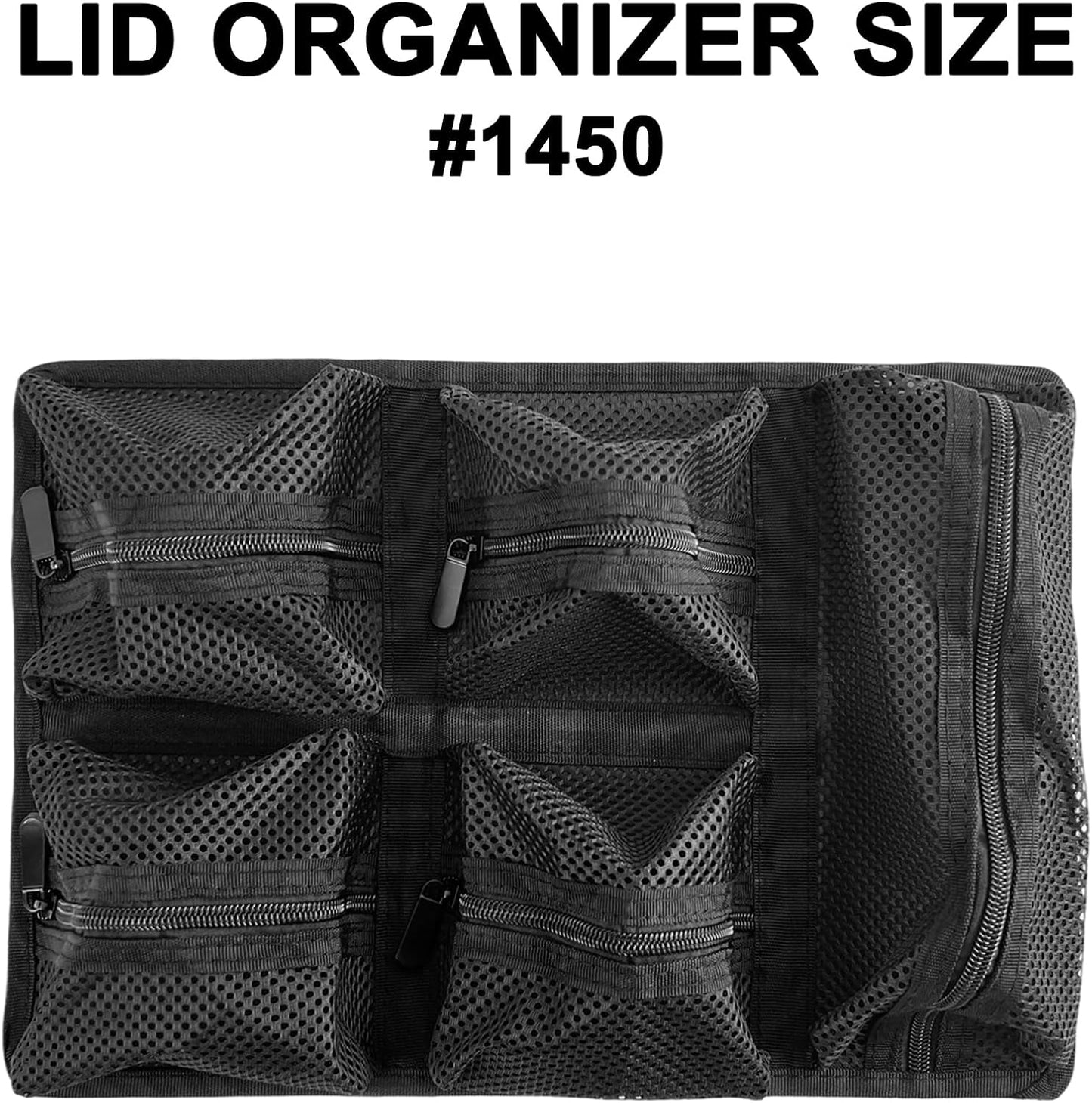 LAFENLIN Lid Organizer for Pelican 1450 Case - 5-Pocket Thick Mesh | Secures Camera Gear & Tools