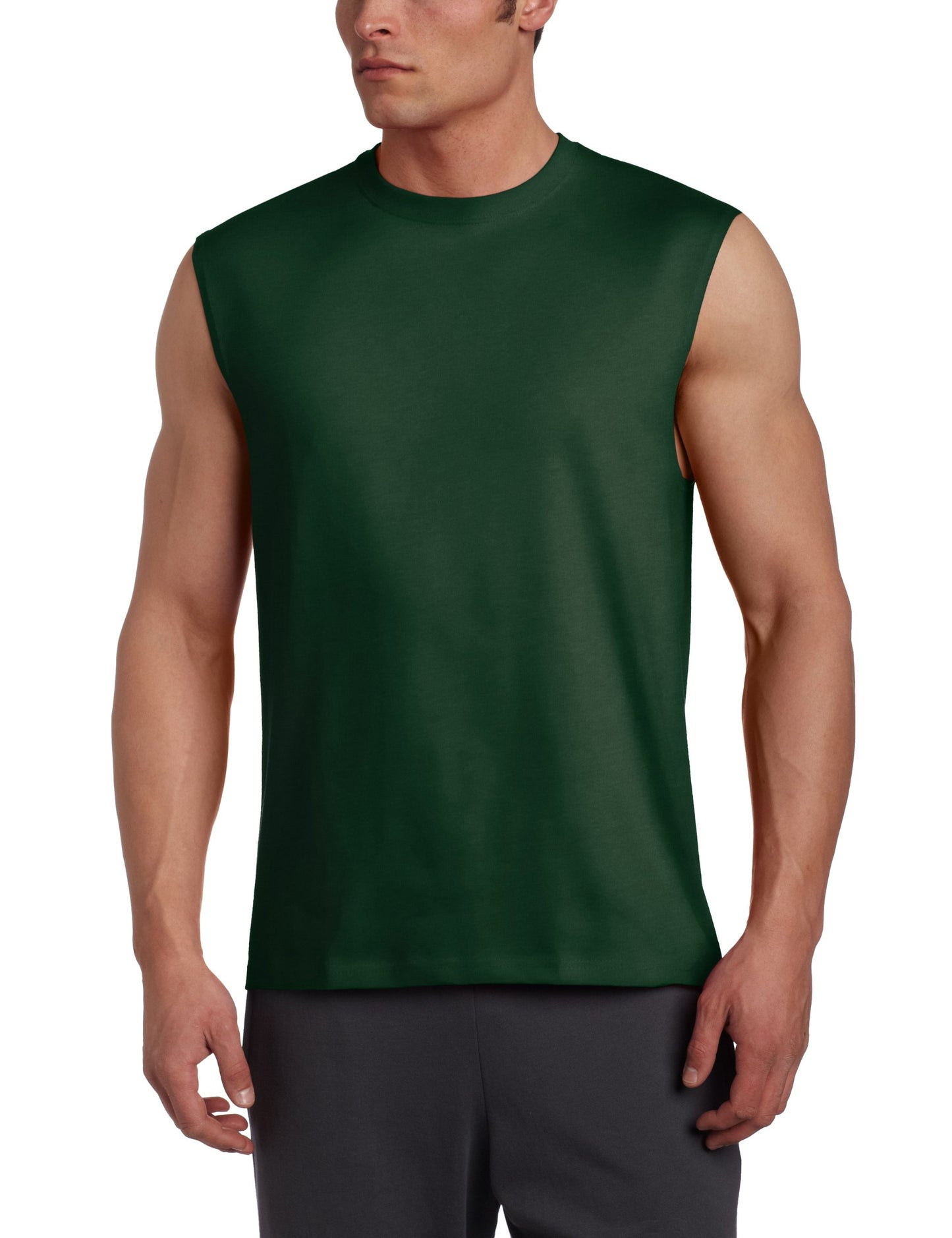 Russell Athletic Men's Cotton Basic Muscle,Basic Dark Green,Medium