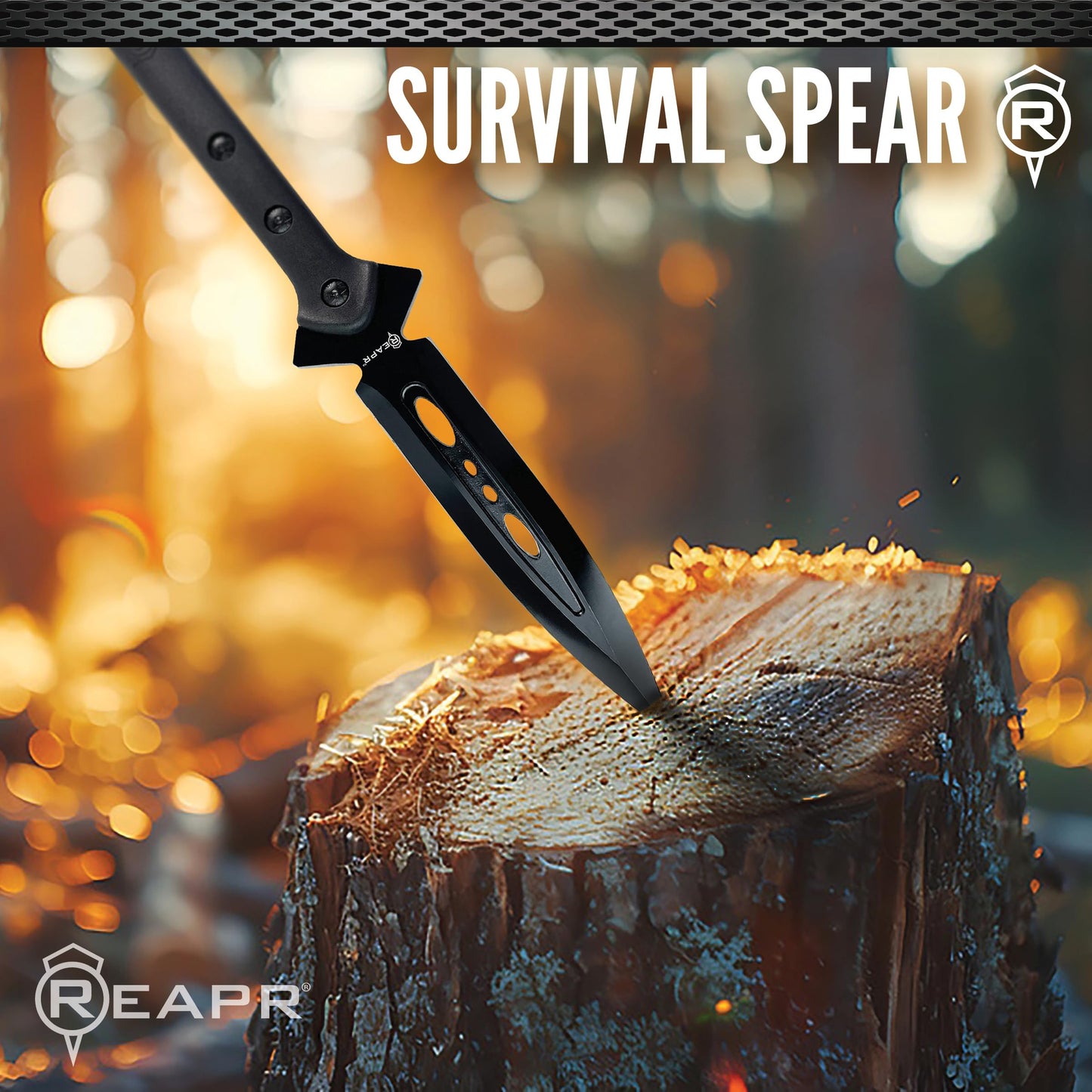 Reapr SURVIVAL SPEAR with Sheath, Fixed Blade Throwing Tool for Camping, Hunting, Outdoor Recreation, Fathers Day Gift for Dad