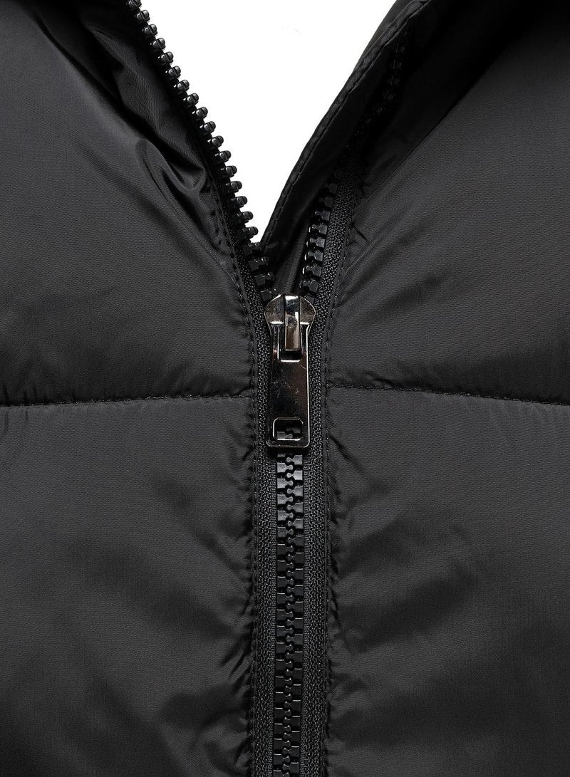 HOOD CREW Men’s Hooded Winter Coats Warm Puffer Jacket Thicken Quilted Jackets Outerwear Black M