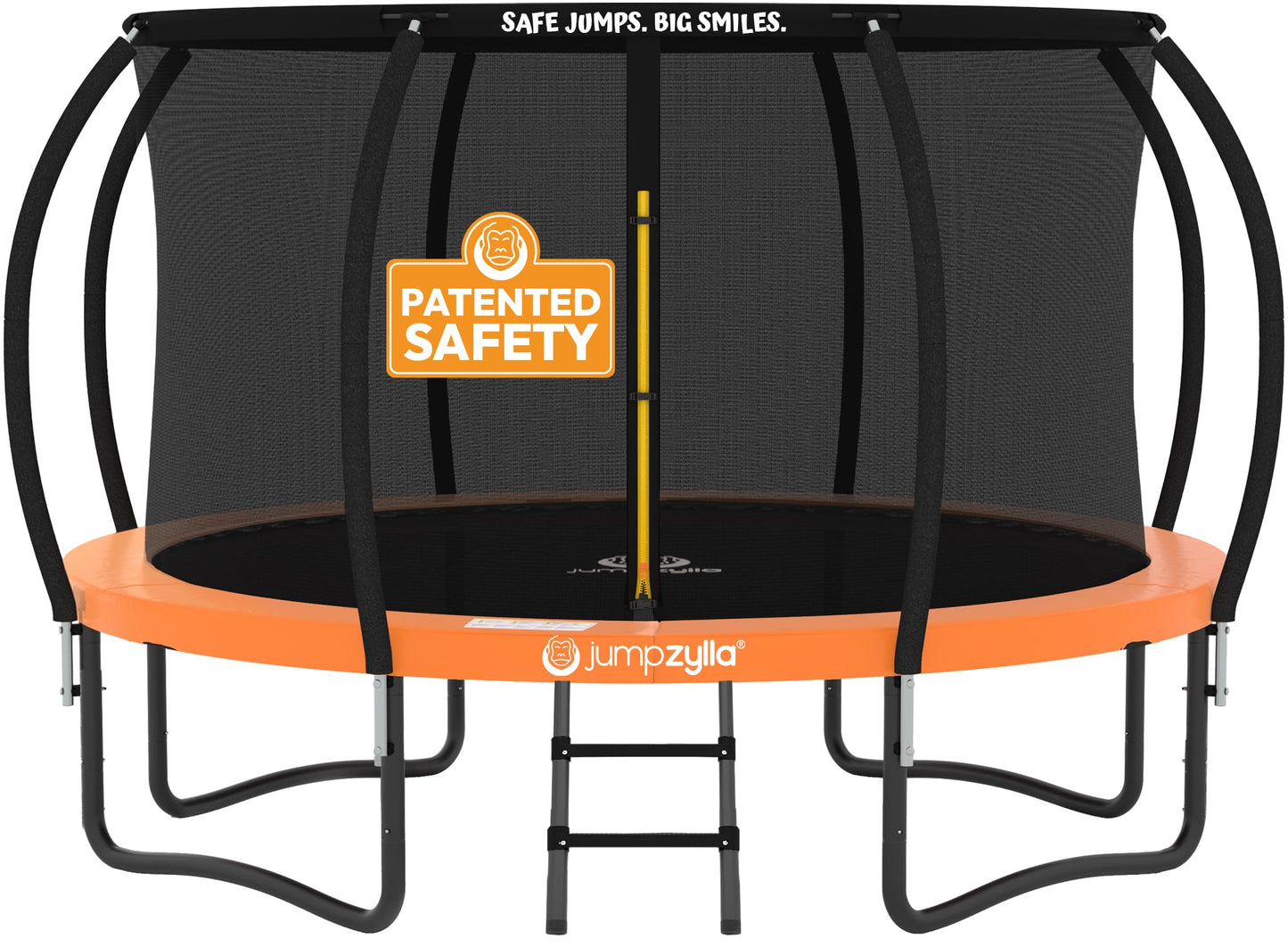 JUMPZYLLA Trampoline Outdoor 8FT 10FT 12FT 14FT 15FT 16FT with Enclosure and Ladder, ASTM Approved Recreational Trampoline for Kids and Adults, Anti-Rust Coated Frame (Orange, 15FT)